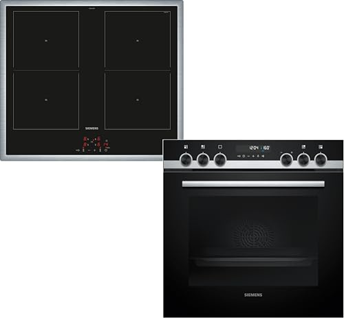 Siemens iQ500 Einbauherd Set mit Induktionskochfeld 60 x 60 cm PQ521DA3ZM | Made in Germany, activeClean®, Schnellaufheizung und coolStart, Backofen-Selbstreinigung