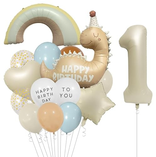 DazzJoy Dino Geburtstagsdeko 1 Jahr Junge, Dinosaurier Luftballon 1. Geburtstag Junge Mädchen, Dino Geburtstag Deko 1 Jahr Jungen, Dinosaurier Ballon1 Geburtstage Jungen