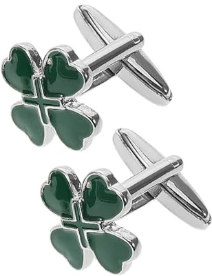 ANDRESLAD Gemelos Para Hombre Con Diseño De Trébol Verde, Adornos Vintage De Trébol De Cuatro Hojas Para Fiesta Irlandesa Del Día De San Patricio, 2 Uds.