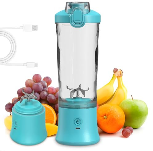 Mixeur Portable 600 ml pour Shakes et Smoothies,Mini Mixeur Smoothie avec 6 Lames et Batterie Rechargeable de 4000mAh USB,Blender Mixeur avec IPx67 Étanche pour le Bureau,Camping et les Voyages