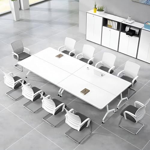 PVYGDXYI Klappbarer Konferenztisch, Konferenzraumtisch, moderner mobiler Trainingstisch, klappbarer Konferenztisch für Büro, Trainingsraum, Meeting-Seminar-Tische mit Rollen (4 Stück, 140 cm)