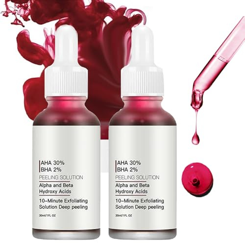 AHA 30% + BHA 2% Peeling Solution, Peeling-Lösung AHA 30% + BHA 2% PeelingExfoliate Gesichtsserum für Porenreinigung, Feine Linien und Strahlende Haut (60ml)