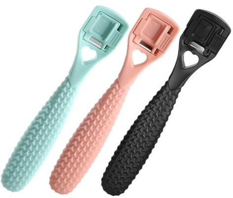 CALLARON Set Raschia Calli per Piedi 3 Pezzi, Lama in Acciaio Inossidabile, Impugnatura Antiscivolo, Testa Rimovibile per Pedicure a Casa Colore Casuale