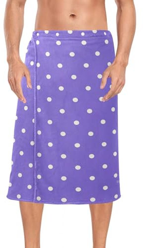 Amooorous Toalla de spa con diseño de lunares de dibujos animados, color morado lavanda, para hombre, elástica, ajustable, falda de sauna de 60 x 28 pulgadas, para sauna, playa, gimnasio, salida de