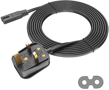 Superer 5M Power Cable Fit for Sony PS5 PS4 PS3 Slim | Fit for PlayStation 5 4 3, Xbox Series X/S, Xbox One X/S – 2 Pin IEC C7 Figure 8 Replacement Lead