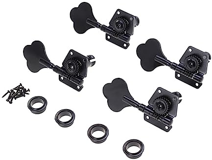 HONITANO Piroli per Basso Elettrico 4 Pezzi Meccaniche Aperte Nero Accessori per Chitarra e Basso Accordatori per Strumenti Musicali