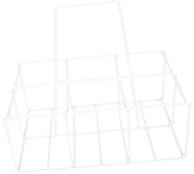 GLEAVI Handheld Milk Bottle and Beer Bottle Rack White Metal Storage Holder Portable Kitchen Carrying Basket for Home Bar Countertop