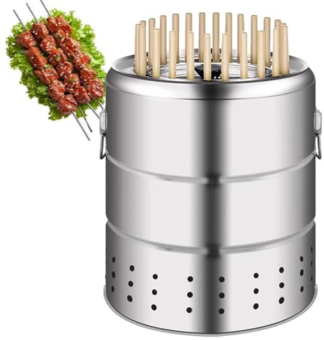 Barbecue compatto a carbonella senza fumo con cottura a 360° e separazione dell'olio, ideale per campeggio, giardino e rimorchi