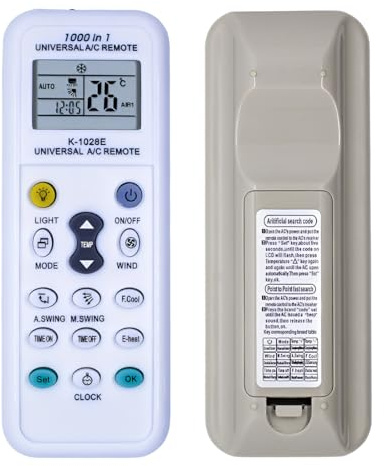Tomedeks Mando a distancia universal para aire acondicionado con pantalla LED, reemplazo de controlador de aire acondicionado 1000 en 1, control remoto de aire acondicionado compatible con la mayoría