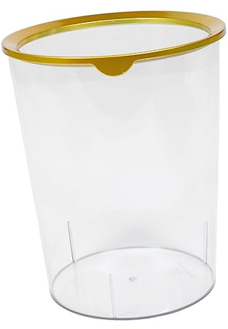 HEALSOPTHY Cubo De Basura Doméstico Redondo Transparente Pet Aro Dorado, Gran Capacidad, Plástico Resistente, Para Sala De Estar y Cocina, Contenedor De Almacenamiento