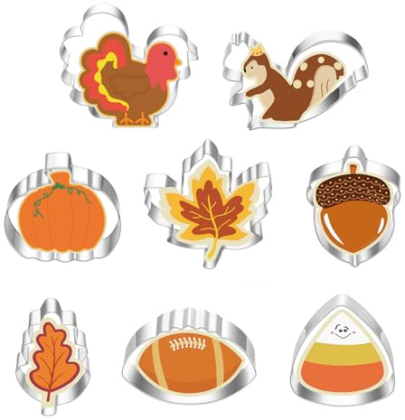 8 Pezzi Formine Biscotti Ringraziamento Formine per Biscotti in Acciaio Inossidabile Tagliabiscotti Scoiattolo Stampi Biscotti Autunno per Decorare Biscotto Dolci Torta