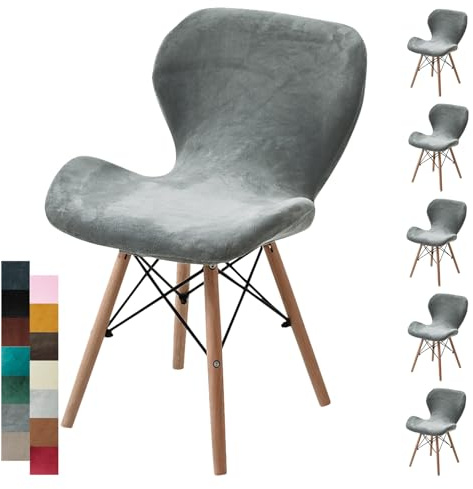 Samt-Barhocker-Bezüge Mit Rückenlehne, Dehnbare Drehbare Barhocker-Bezüge, Schonbezüge Für Zuhause, Küche, Bar, Café(Dark Gray,6PCS)