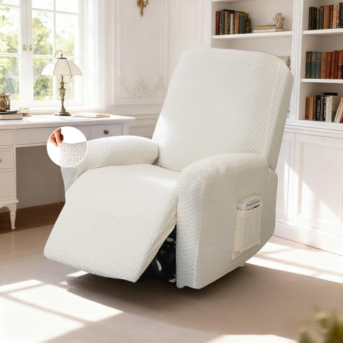 AnkekolyStar Sesselbezug, Relaxsessel Sesselbezug Stretchhusse mit Taschen, All-Inclusive Streifen-Jacquard Sesselschoner für Fernsehsessel Liege Sessel