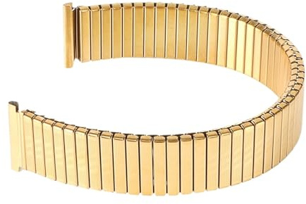 Rostfritt stål metall elastiskt klockarmband 12mm 14mm 16mm 18mm 20mm justerbart armband män kvinnor universellt ersättningsarmband(Gold,18mm)