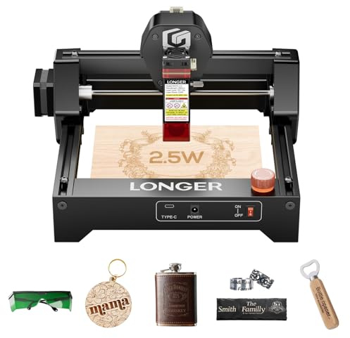 LONGER RAY5 Mini 2.5 W Laser Engraving Machine with - WiFi, Emergency Stop, High-Speed Laser Engraving Machine,12000mm/min,- for Wood/Acrylic - 130 x 140 mm，Suitable for Beginners