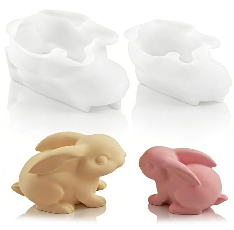 Stampo Silicone Pasqua 2 Pezzi,Stampo Per Candele In Silicone 3D,Stampi In Silicone Per Coniglio Pasquale 3D Per Candele, Per Decorazioni Per Torte,Cioccolato,Sapone,Regali Di Pasqua