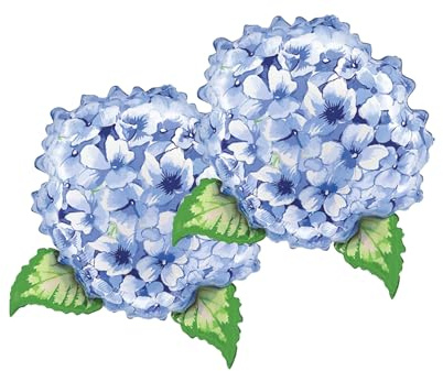 Juego de 2 globos de fiesta de aluminio de hortensias azules florecientes de 32 pulgadas