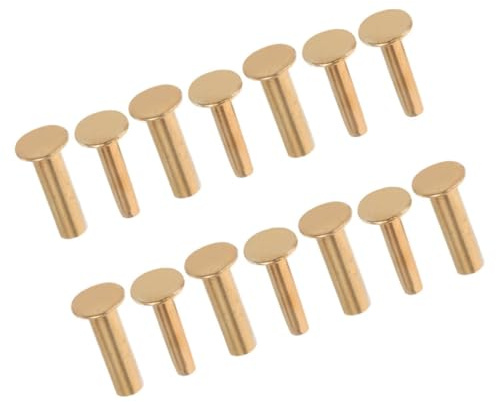 HORIALENCE Remaches para Cuchillos de Cobre Dorados, Tornillos para Mangos de Cuchillos Fácil Instalación y Precisión para Bricolaje en Cocina, Pack de 7 Pares