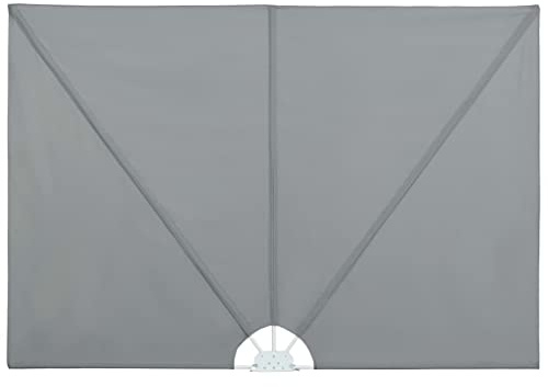 Roanoer Faltbarer Balkonfächer Grau 240 x 160 cm - Seitenfächer für Terrasse und Garten - Stabiler Sichtschutz und Windschutz aus Polyester mit pulverbeschichtetem Stahlrahmen