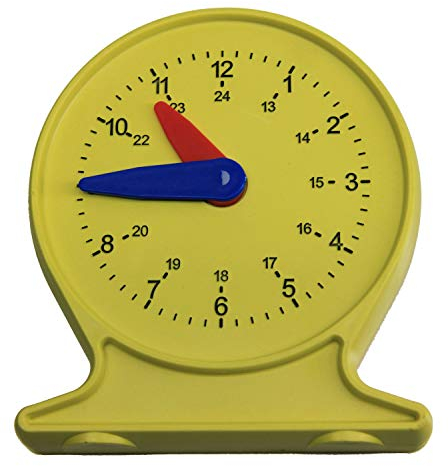 Wissner aktiv lernen 090203.IMP - RE Plastic Lernuhr, Durchmesser ca. 11 cm, hergestellt aus recyceltem Kunststoff, mit synchronen Zeigern, zum Erlernen der Uhrzeit