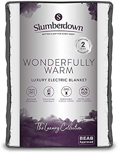 Slumberdown Wonderfully Warm Electric Blanket Single - Dual Control 9-Heat Settings Luxury Heated Fleece Blanket for Bed with Auto Timer - Easy Fit, Comfortable, Machine Washable (150cm x 80cm)