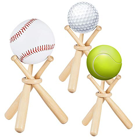 JeogYong Support de Baseball en Bois, 3 Ensemble Support de Base-Ball Présentoir Petit, Mini Support de Batte de Daseball pour Enfants, Collection de Joueurs, Cadeaux de Vacances et d'anniversaire