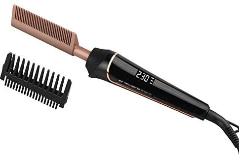 80°C-230°C Hot Comb for Afro hair/Lace wigs/Bart, janelove Keramik Glättkamm mit HD LCD Anzeige, Schnelles Aufheizen Haarglätter Bürste/Bartglätter Kamm für Männer