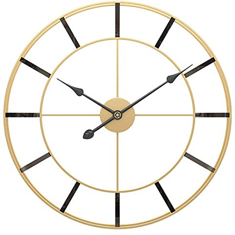 SBTXHJWCGLD Vintage Grande Horloge Murale silencieuse Ronde en métal Silencieux sans tic-tac à Piles horloges murales de Cuisine pour la Maison, Le Bureau, Le Jardin intérieur et extérieur 50