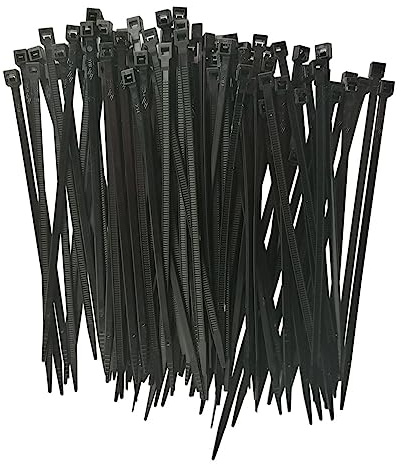 CASTEELS - COLLIERS PLASTIQUES DE SERRAGE NOIR TYPE RILSAN - LOT 100 ATTACHE SERRE CABLES 3.5 mm x 140 mm