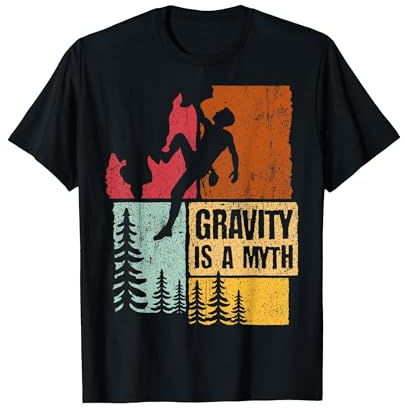 La Gravedad es un Mito Regalo Escalada Boulder Montañismo Camiseta, Hombre, Negro, L