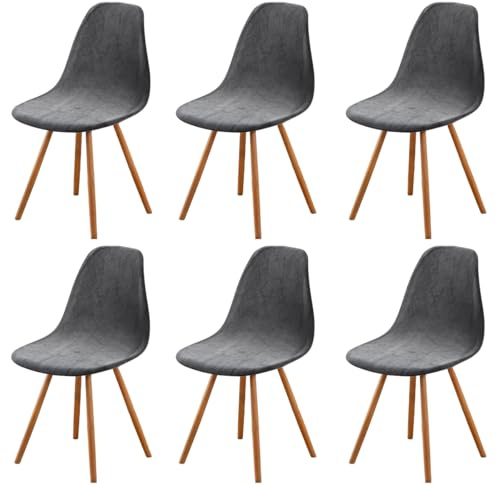 Highdi Stuhlhussen 6er Set, Strech Samt Stuhlhussen Skandinavisch Gris Abnehmbare Universal Stuhlbezug Waschbarer Chair Cover Stuhlabdeckung Elegante Esszimmer