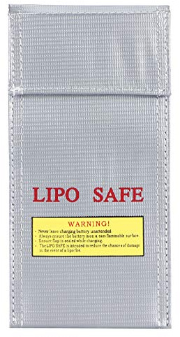 Glass Fiber Lithium Ion li po Safe Bags Fireproof Explosion Proof Storage Pouch Box Protector for Charging and Storage 10x20cm Silver , Battery Bag , Glass Fiber Lithium Ion li po Safe Lipo Bags