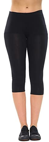 UC Ex High Street Brand Three Quarter Length Leggings for Women, Ladies Stretchy Cotton Gym Cropped Legging Black