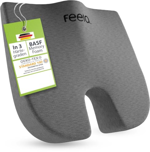 feela.® Orthopädisches Keilkissen [3 Härtegrade] – Memory Foam Haltungskorrektur für mehr Sitzkomfort & Entlastung bei Ischias – Ideales Sitzkissen Stuhl fürs Büro & Sofa (Weich)