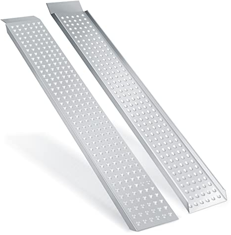 Tubiaz Lot de 2 rampes de chargement pliables - 340 kg - Antidérapantes - Pour moto, quad, voiture - Argenté