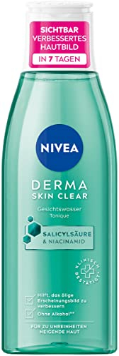 NIVEA Derma Skin Clear Tonique Hydratant pour Visage (200 ml) - Améliore Évidemment le Teint avec Acide Salicylique et Niacinamide