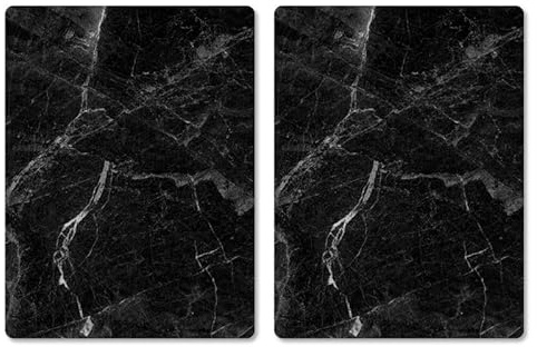 Pagnanno Hob Covers Chopping Board Pack of 2 - Versatile Kitchen Board Glass Worktop Savers - Heat Resistant Sink Boards, Worktop Protectors - Marble Effect Grey (Design 8, 50x40CM)