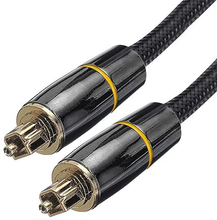 sourcing map Fiber Optic Audio Cable 3.3Ft/1M 360 Degree Rotating Digital Audio Optical Cable Nylon Metal Shell Gold-Plated Tos Optical Link Cable for TV,DVD Amplifier Stereo Black
