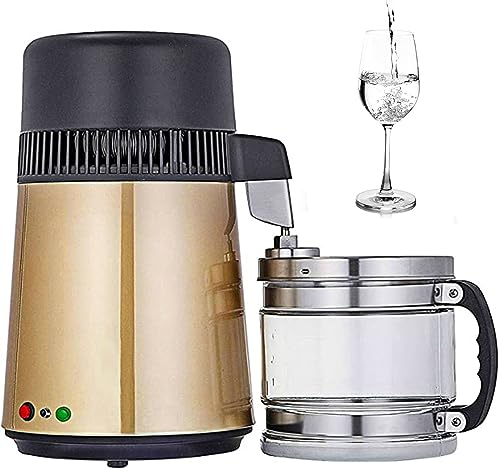 DPQYJPP Destilador de agua en 750 w,destilador de acero INOX 4l,destilador de agua para laboratorios/hospitales/clínicas dentales/oficinas/casas/viajes,amarillo
