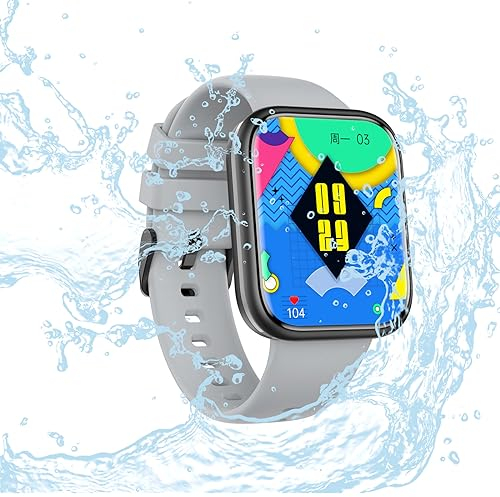 Smartwatch Herren Damen IP68 Wasserdicht Fitnessuhr Sportuhr Bluetooth-Anrufe mit Herzfrequenz-Schlafmonitor 7 Tage Lange Akkulaufze Itmehrfach Sportmodi für IOS Android Grau