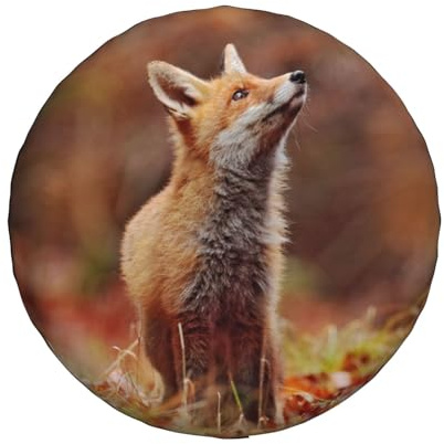 Ersatz-Autorad-Reifenabdeckung, niedlicher roter Fuchs im Herbstwald, wasserdicht, staubdicht, Radabdeckungen, für SUV, Wohnmobil, Anhänger, Reifentasche 35,6 cm