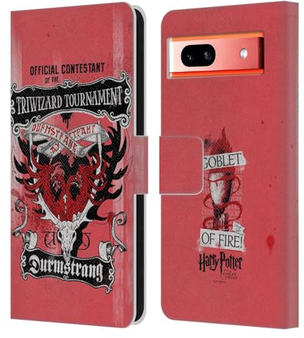 Head Case Designs Licenciado Oficialmente Harry Potter Durmstrang Cáliz de Fuego I Carcasa de Cuero Tipo Libro Compatible con Google Pixel 7a