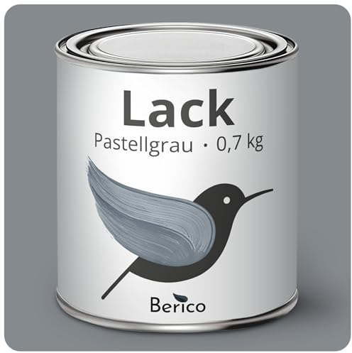 Berico Acryllack - Pastellgrau - 0,7 Kg - 4in1 Lack Buntlack Möbelfarbe Möbellack - Für Innen und Außen - Holz, Möbel, Metall & Fliesen