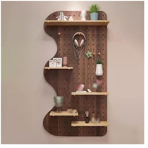 Generic Pegboard Wall Organizer, Wooden Peg Boards, Peg Board Organizer, Wall Mounted Display Storage, Dark Brown, 40x120cm