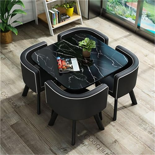 OCAZI Tavolo da Conferenza Rotondo 1 Tavolo E 4 Sedie Set da 5 Pezzi Bar per La Colazione Rotondo Set da Tavolo da Pranzo per Cucina Set da Tavolo E Sedia Rotondi #34 80x75cm/31.5x29.5in(WxH)