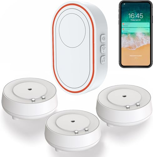 Détecteur de Fuites d'eau WiFi Lot de 3, Alarme Eau Intelligente Détection Fuites et Inondations, Kit Maison Connectée avec Capteurs Extensibles, pour Cuisine/Salle de Bain/Lavabo/Buanderie