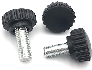 XXHNBF Rändelschrauben Rändelschraube mit Griff, 5 Stück M3 M4 M5 M6 M8 Rändelschraube aus Nylon mit rundem Kunststoffkopf und Griff, Schwarze Bakelit-Handschraube(M6 5pcs)