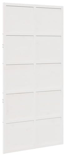 vidaXL Porta del Granaio Bianca 100x208 cm in Legno Massello di Pino, porta della stalla scorrevole, porta del fienile scorrevole, porta scorrevole per interni