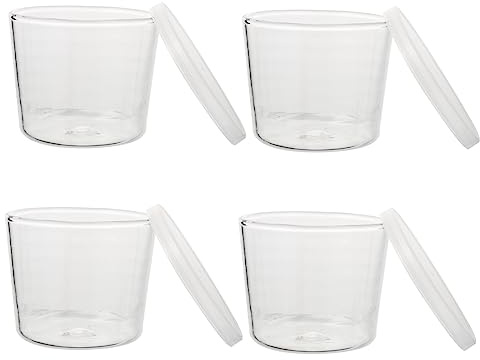 Alipis Set Da 4 Bicchieri Di Vetro Trasparenti Da 200 Ml, Tazze Per Latte e Bevande Coperchio, Bordo Largo e Arrotondato, Per Casa, Ristorante e Ufficio