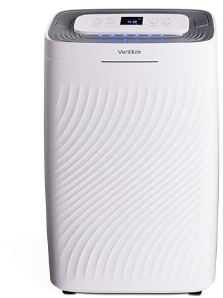 Dehumidifiers for Home 20L with Active Carbon Air Filter, Smart LCD Touch Control, Continuous Drain Option, Laundry Dry Mode, and 24-Hour Timer Energy Efficient Mould Remover – by Ventilize